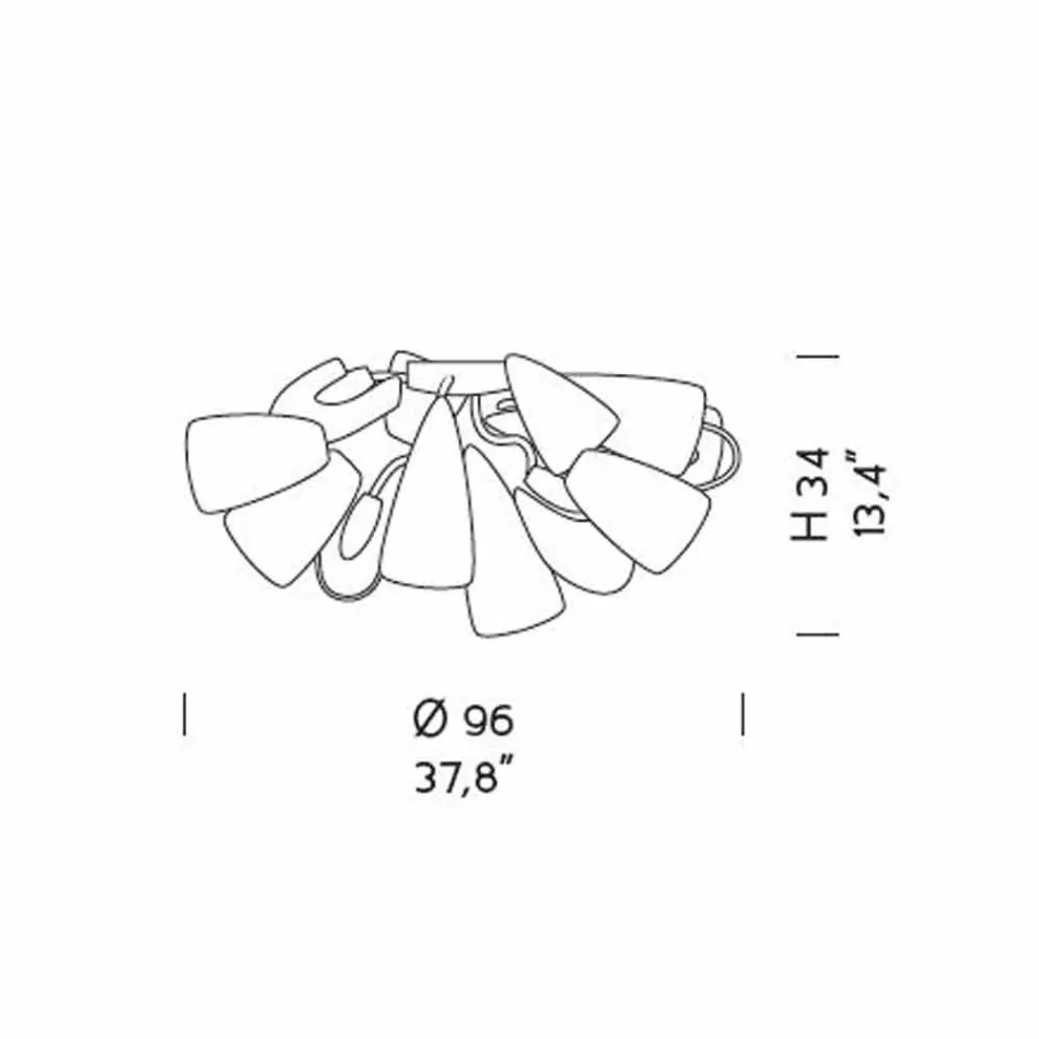 Lámpara de techo veneciana de vidrio y metal, hecha a mano en Italia - Diamonique viadurini