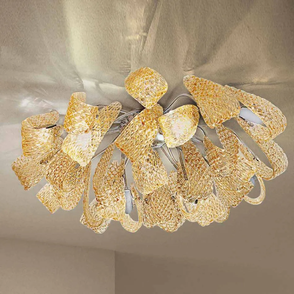 Lámpara de techo veneciana de vidrio y metal, hecha a mano en Italia - Diamonique viadurini