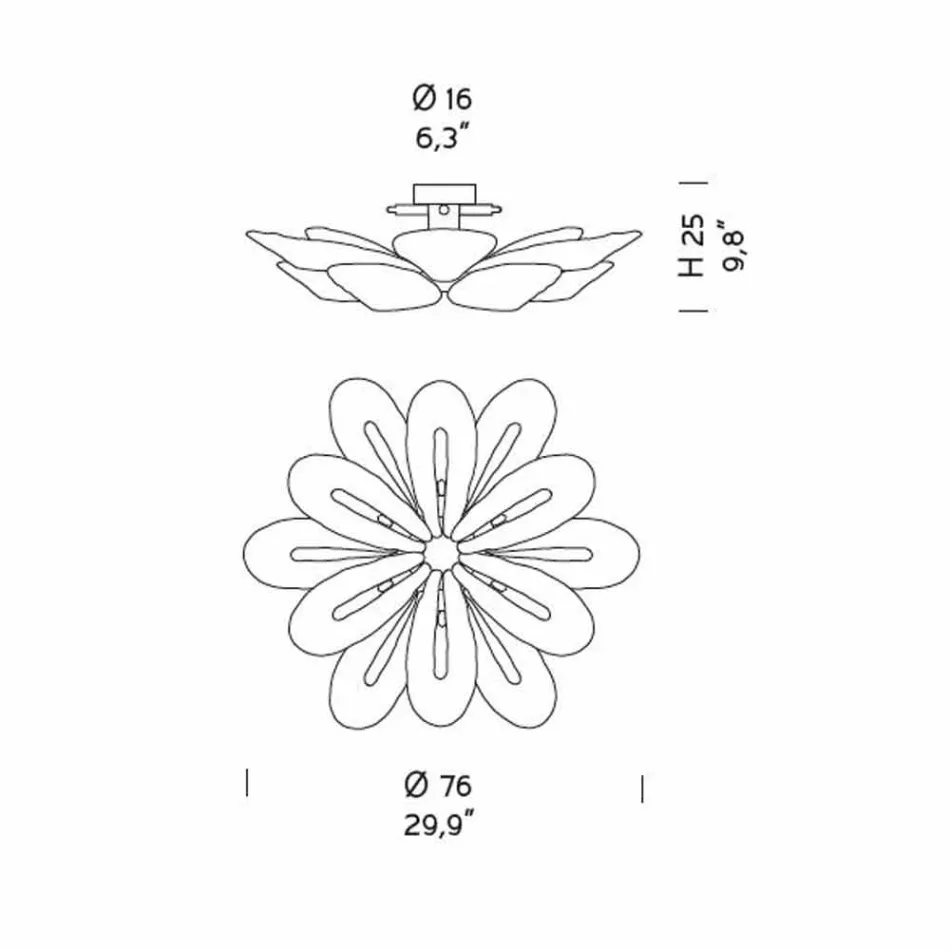 Lámpara de techo de vidrio veneciano moderna hecha a mano en Italia - Minos viadurini
