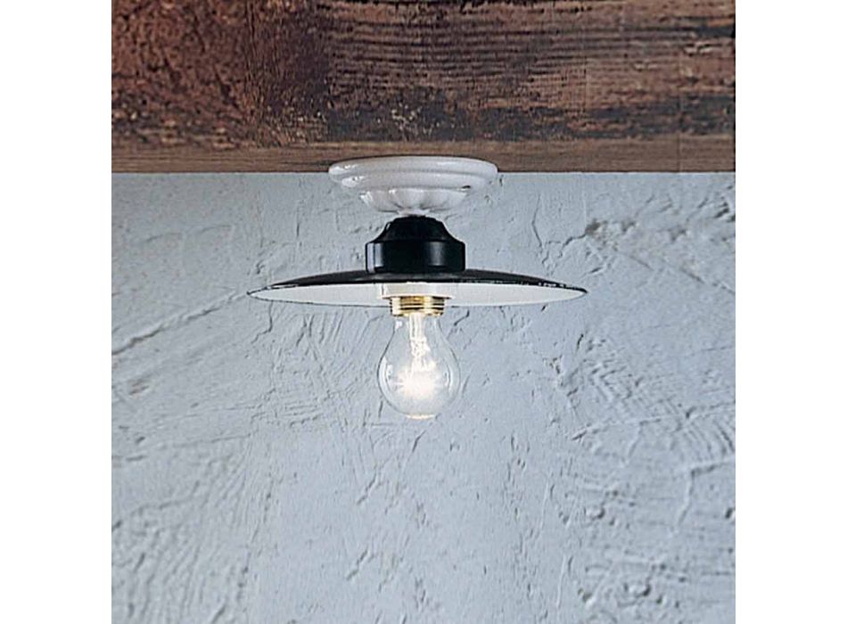techo rústica lámpara de techo potencia redondo de cerámica Ferroluce viadurini