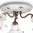 Lámpara de techo artesanal vintage en hierro y cerámica decorada a mano - Chieti viadurini