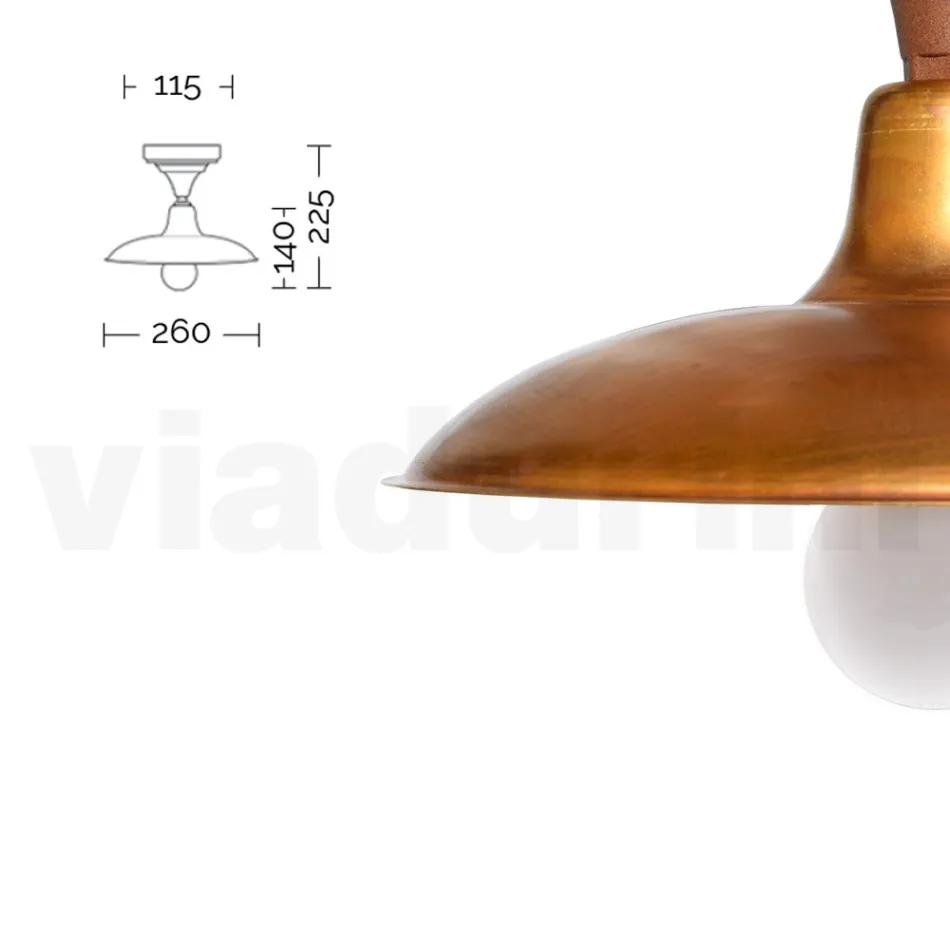 Plafón de exterior vintage en aluminio y latón Made in Italy - Adela viadurini