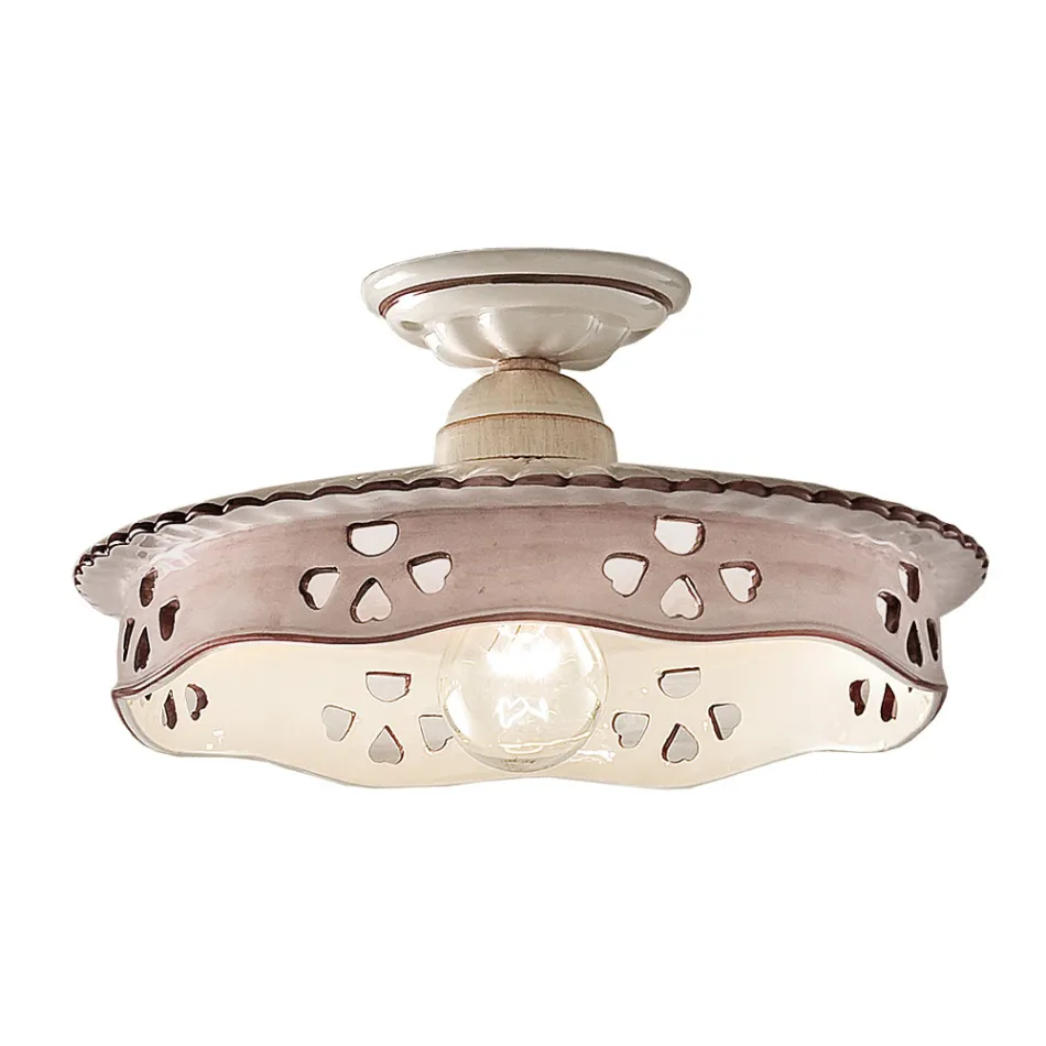 Lámpara de Techo Vintage en Cerámica y Hierro Hecho a Mano 2 Tamaños - Alessandria viadurini