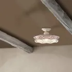 Lámpara de Techo Vintage en Cerámica y Hierro Hecho a Mano 2 Tamaños - Alessandria viadurini