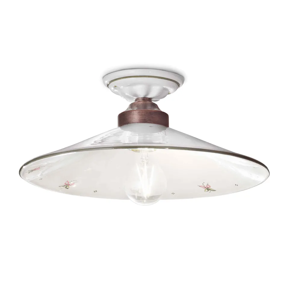 Lámpara de Techo Vintage en Cerámica y Hierro Hecho a Mano en 3 Tamaños - Asti viadurini