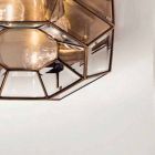 Lámpara de techo vintage de latón bruñido y vidrio, 2 tamaños, encuadernada por Il Fanale viadurini