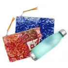 Bolso Clutch Artístico Estampado a Mano, Pieza Única en Algodón, 2 Piezas - Viadurini by Marchi viadurini