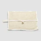 Clutch de Algodón Panal de Abeja Blanco Natural con Botón de Nácar - Anteha viadurini
