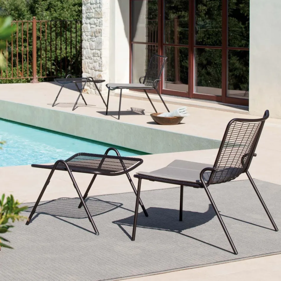 Reposapiés de jardín con estructura de acero galvanizado Made in Italy - Elvia viadurini