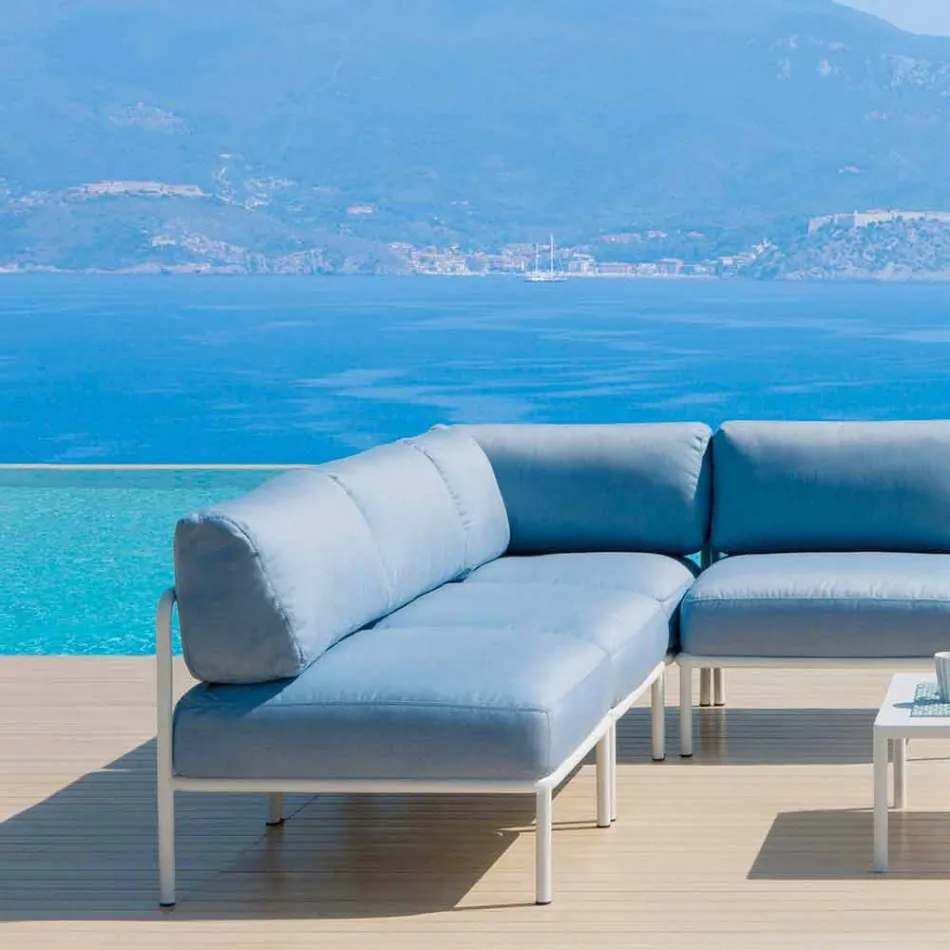 Sillón Central Modular para Exterior en Metal y Tela Made in Italy - Cola viadurini