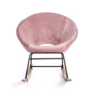Sillón Mecedora Tapizado Efecto Terciopelo Diseño Escandinavo - Pippy viadurini