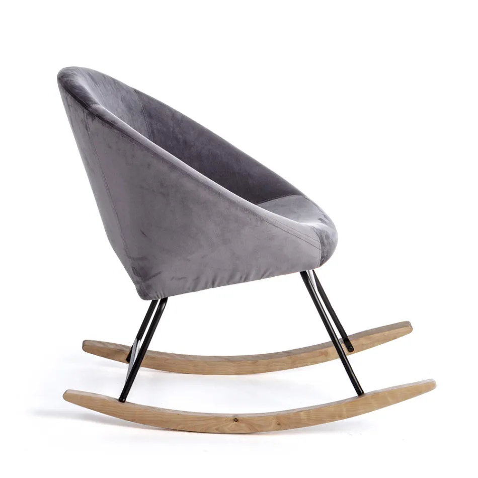 Sillón Mecedora Tapizado Efecto Terciopelo Diseño Escandinavo - Pippy viadurini