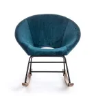 Sillón Mecedora Tapizado Efecto Terciopelo Diseño Escandinavo - Pippy viadurini
