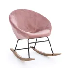 Sillón Mecedora Tapizado Efecto Terciopelo Diseño Escandinavo - Pippy viadurini