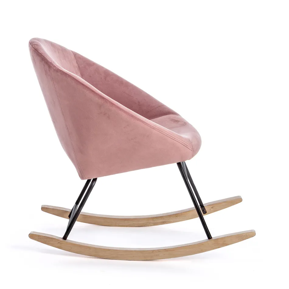 Sillón Mecedora Tapizado Efecto Terciopelo Diseño Escandinavo - Pippy viadurini