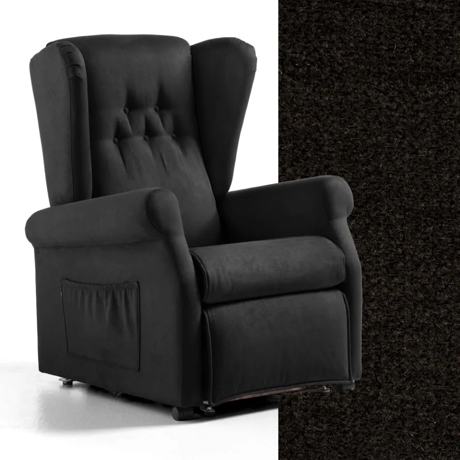 Sillón elevable de tela con funciones Lift, Relax y Bed - Romina viadurini