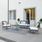 Sillón de jardín bajo en acero galvanizado con reposabrazos Made in Italy - Selvaggia viadurini