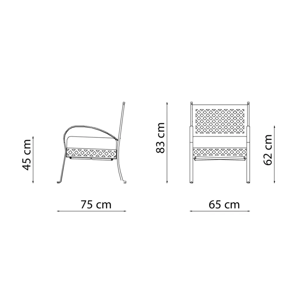 Sillón de jardín bajo en acero galvanizado con reposabrazos Made in Italy - Selvaggia viadurini