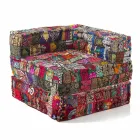 Sillón Chaise Longue de diseño étnico en algodón patchwork, para sala de estar - Fibra viadurini