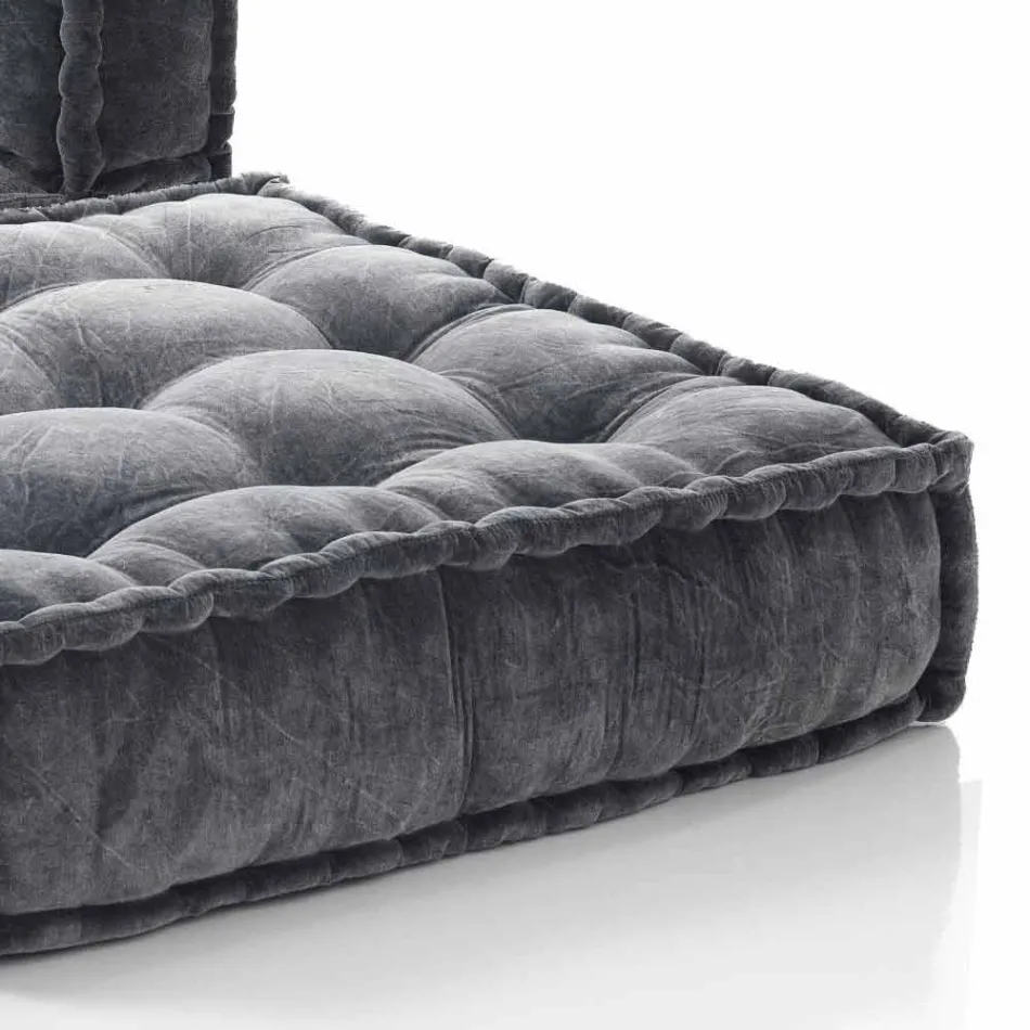 Sillón de diseño étnico Chaise Longue en terciopelo gris o azul - Fibra viadurini