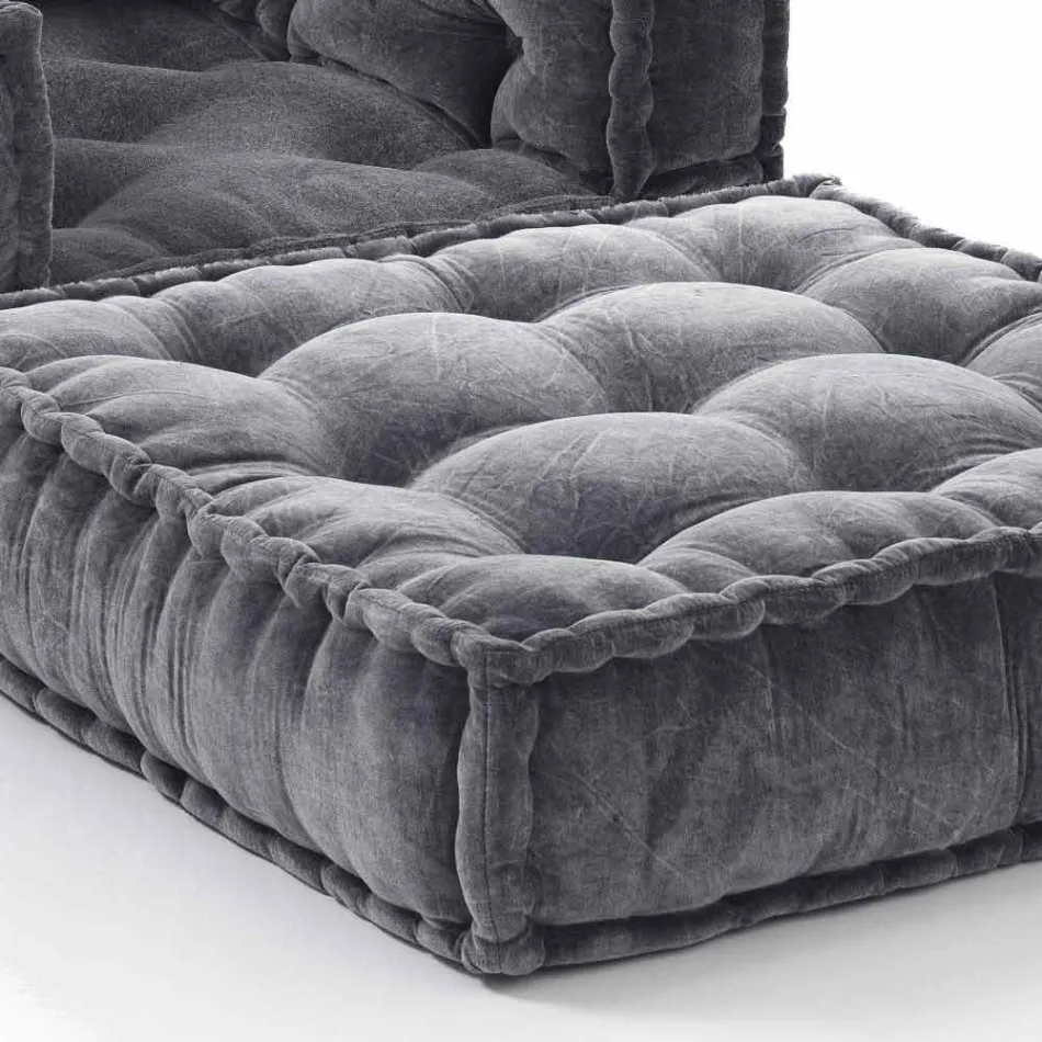 Sillón de diseño étnico Chaise Longue en terciopelo gris o azul - Fibra viadurini