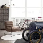 Sillón clásico en acero y piel sintética de diseño marrón o negro - Kendy viadurini