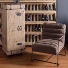 Sillón clásico en acero y piel sintética de diseño marrón o negro - Kendy viadurini