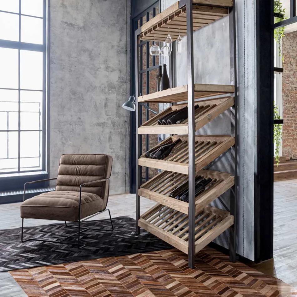 Sillón clásico en acero y piel sintética de diseño marrón o negro - Kendy viadurini