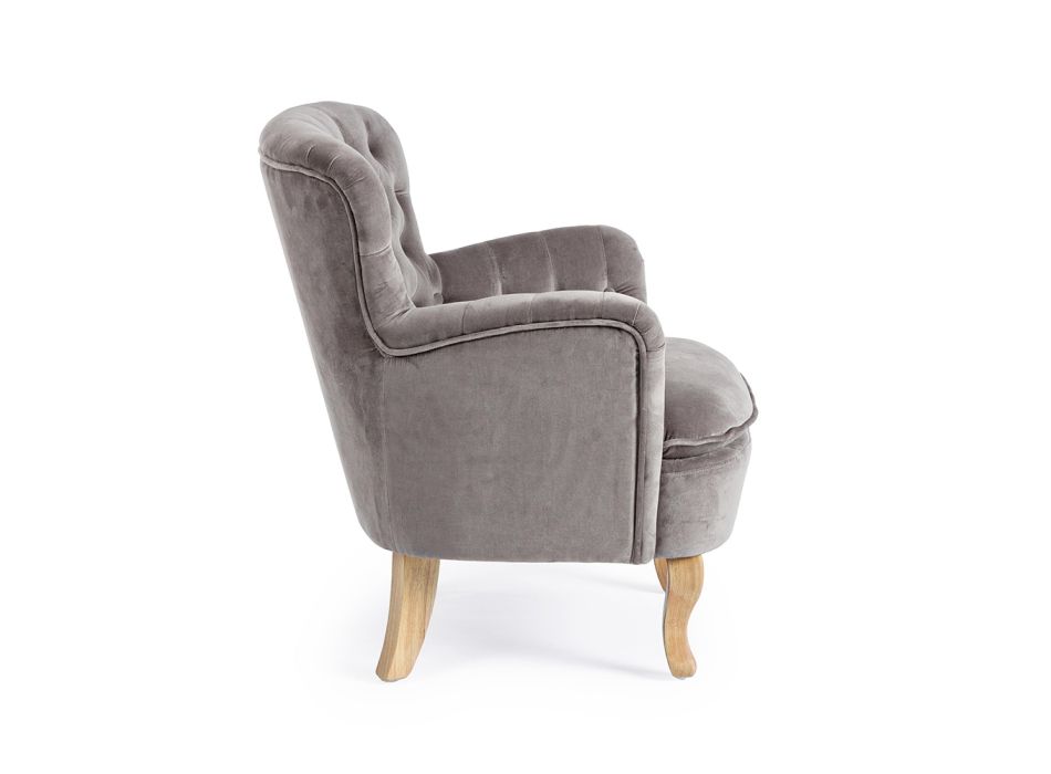 Sillón clásico en madera y asiento acolchado en algodón acolchado - Monny viadurini