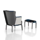 Sillón con Puf en Tela Patchwork - Bromo viadurini