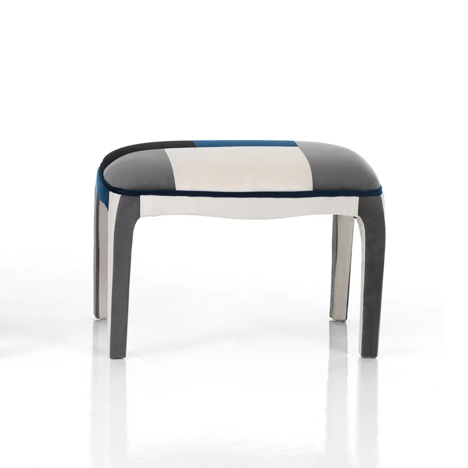 Sillón con Puf en Tela Patchwork - Bromo viadurini