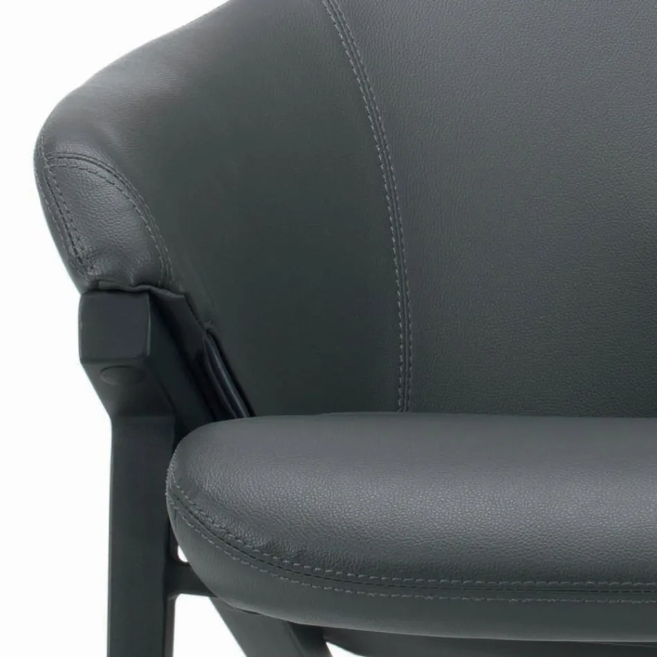 Sillón con estructura de acero y asiento de ecopiel grafito Made in Italy - Reggio viadurini