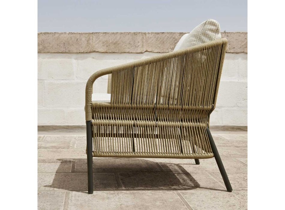 Sillón de exterior con asiento tejido y cojines - Cricket by Varaschin viadurini