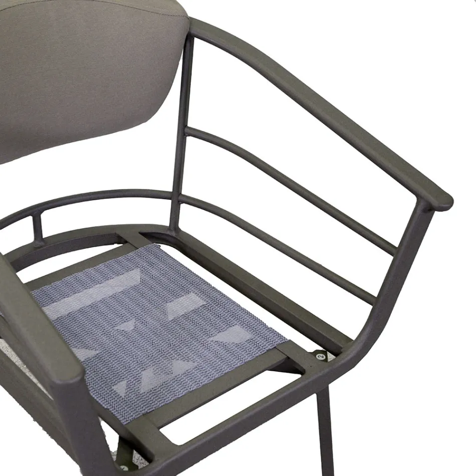 Sillón de exterior con estructura de aluminio gris tórtola - Righello viadurini