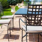 Sillón de metal apilable para exterior Hecho en Italia, 4 piezas - Pira viadurini