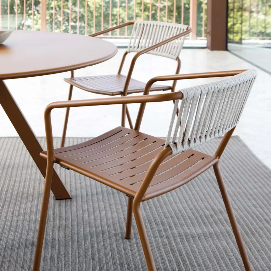 Sillón de exterior en acero galvanizado apilable Made in Italy 2 piezas - Vesna viadurini