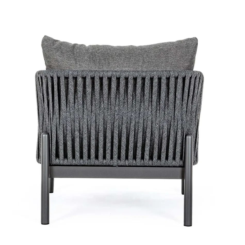 Sillón de exterior de aluminio, cuerda y tela antracita, Homemotion - Shama viadurini