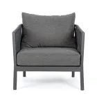 Sillón de exterior de aluminio, cuerda y tela antracita, Homemotion - Shama viadurini