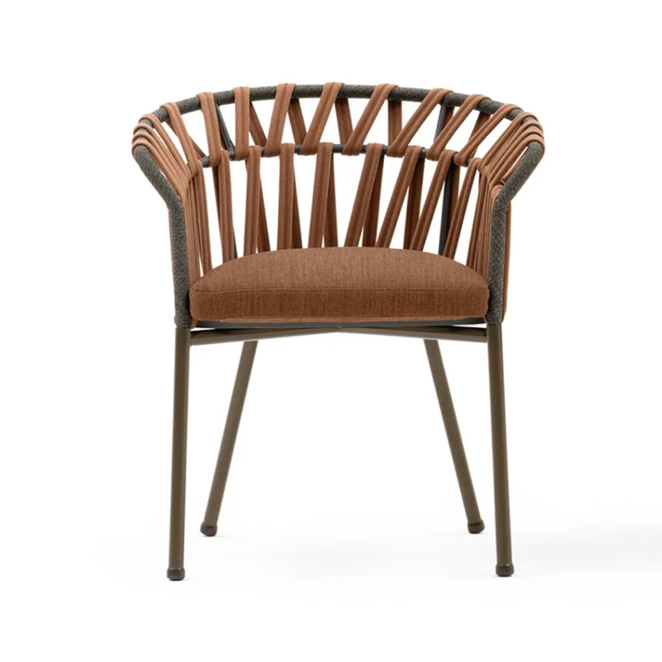 Sillón de exterior en cuerda, tela y aluminio - Emma Cross by Varaschin viadurini