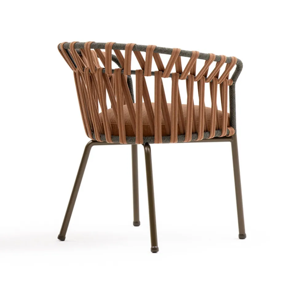 Sillón de exterior en cuerda, tela y aluminio - Emma Cross by Varaschin viadurini