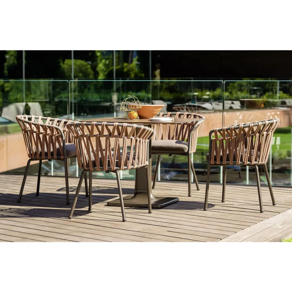 Sillón de exterior en cuerda, tela y aluminio - Emma Cross by Varaschin viadurini