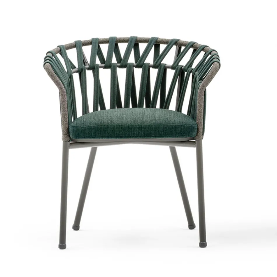 Sillón de exterior en cuerda, tela y aluminio - Emma Cross by Varaschin viadurini
