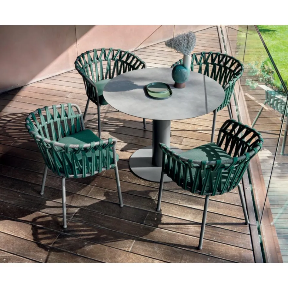 Sillón de exterior en cuerda, tela y aluminio - Emma Cross by Varaschin viadurini