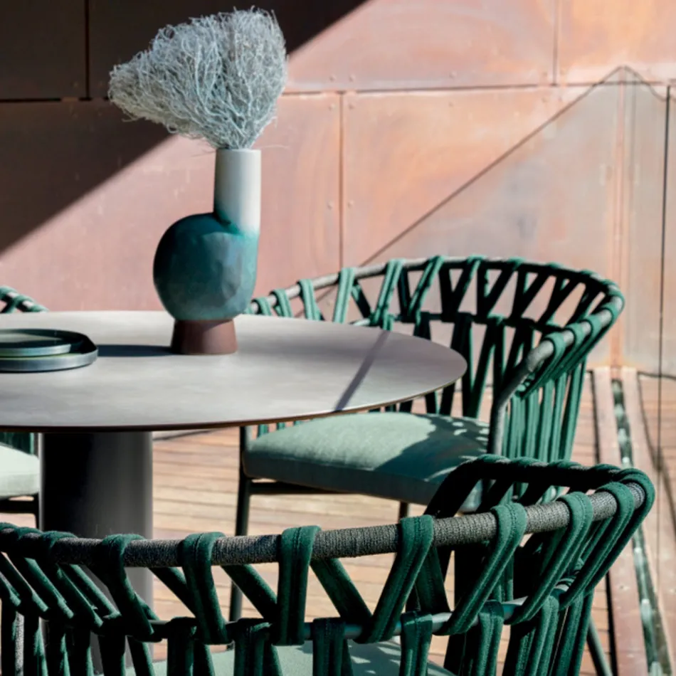 Sillón de exterior en cuerda, tela y aluminio - Emma Cross by Varaschin viadurini