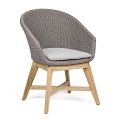 Sillón de exterior en madera y cuerda con cojín, Homemotion, 2 piezas - Oskana