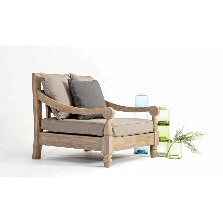 Homemotion - Sillón de exterior de diseño clásico Nusadua en madera de teca viadurini