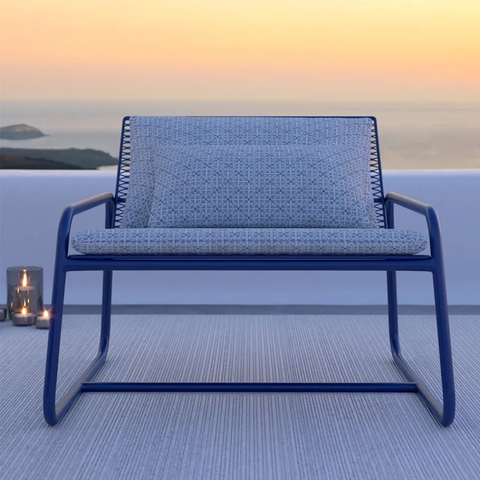 Sillón de metal para exterior con cojín de lujo Made in Italy - Karol viadurini