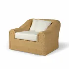 Sillón de diseño exterior de polietileno tejido a mano Cooper viadurini