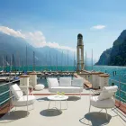 Sillón de exterior moderno en metal pintado y tela Made in Italy - Olma viadurini