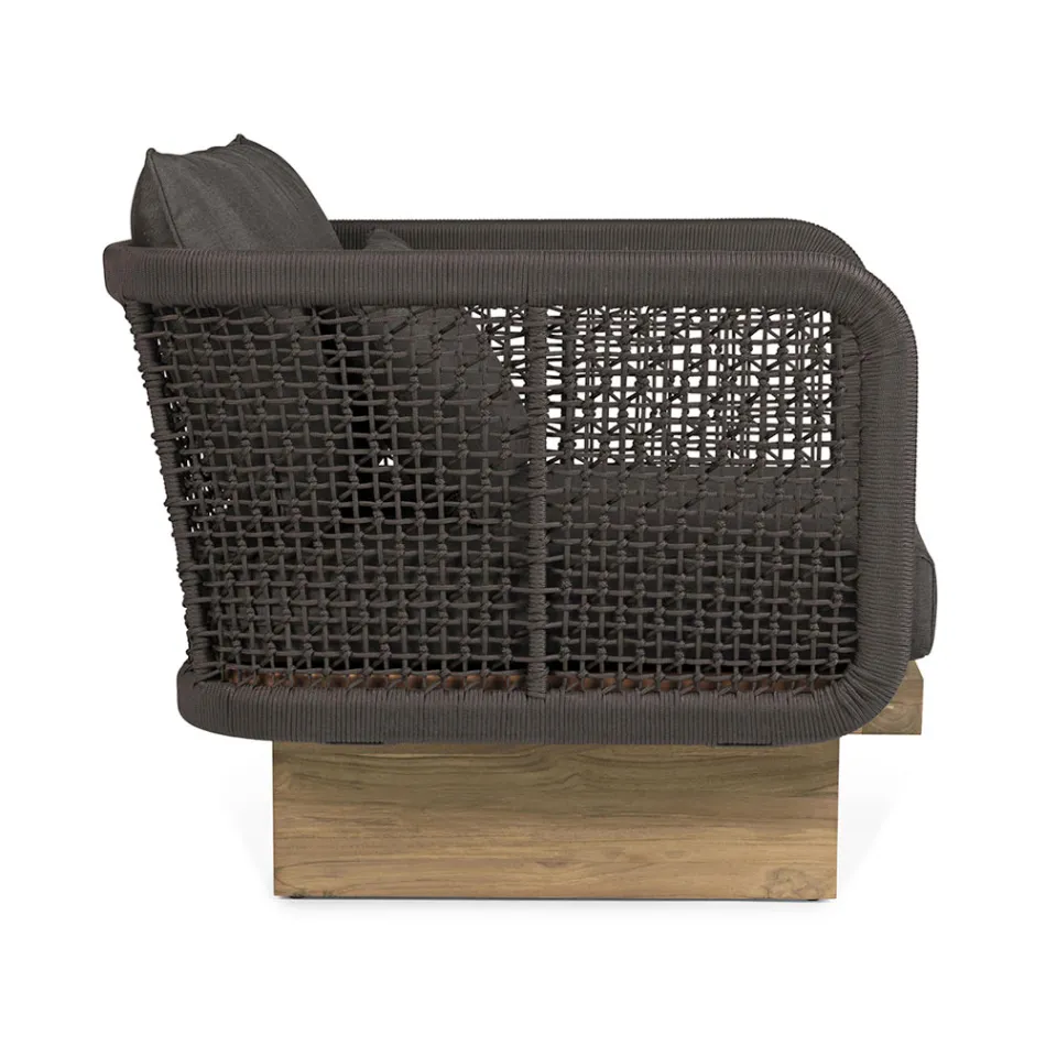 Sillón de jardín con base de teca y respaldo de cuerda, Homemotion - Chantall viadurini